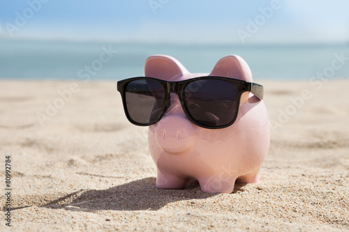 Piggy Bank With Black Sunglasses