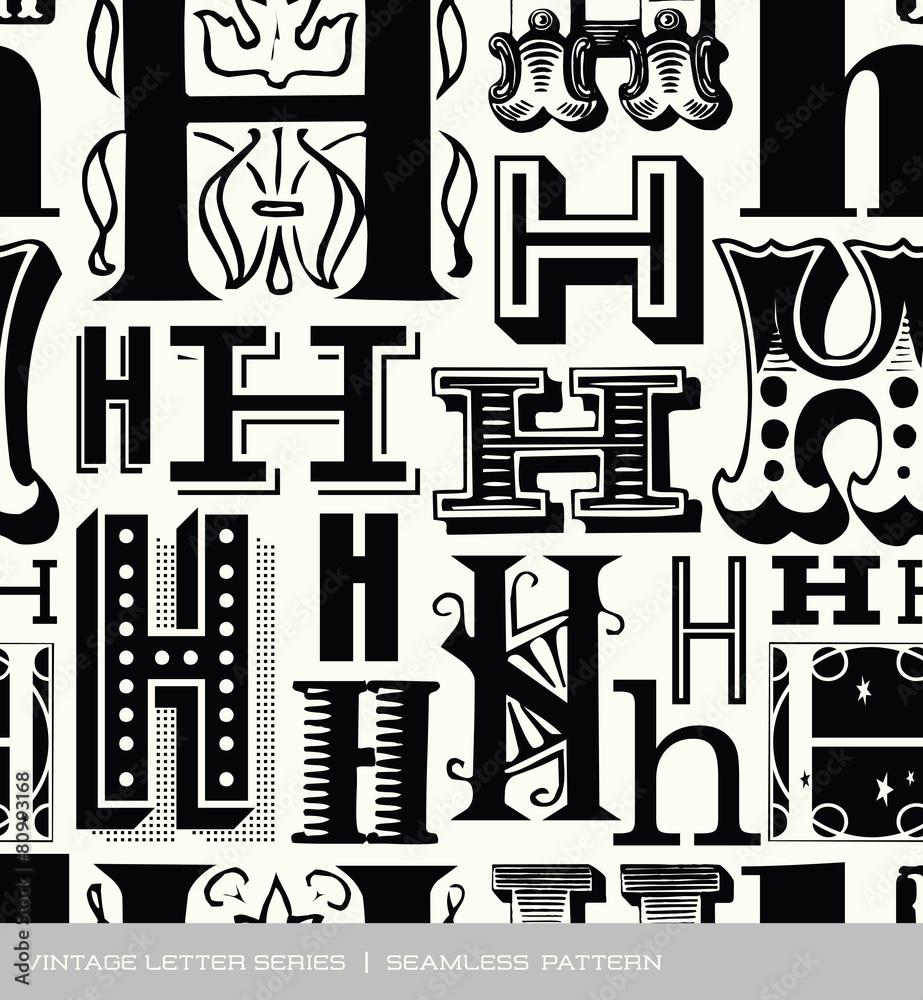 Seamless vintage pattern letter H Stock Vector | Adobe Stock
