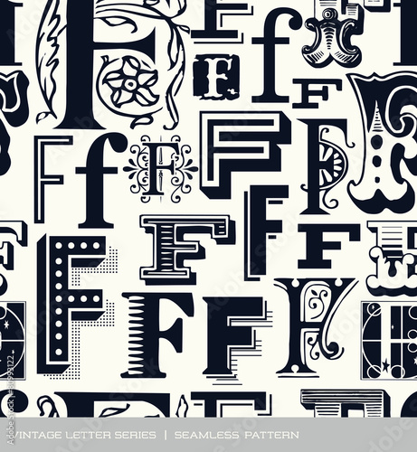 Seamless vintage pattern letter f