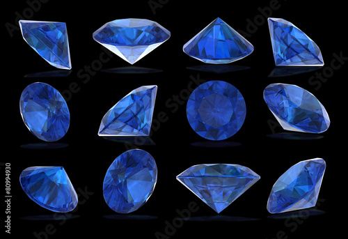 sapphire blue gems set on black