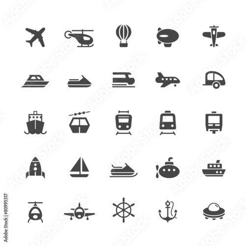 Transport icons on White Background Vector Illustration