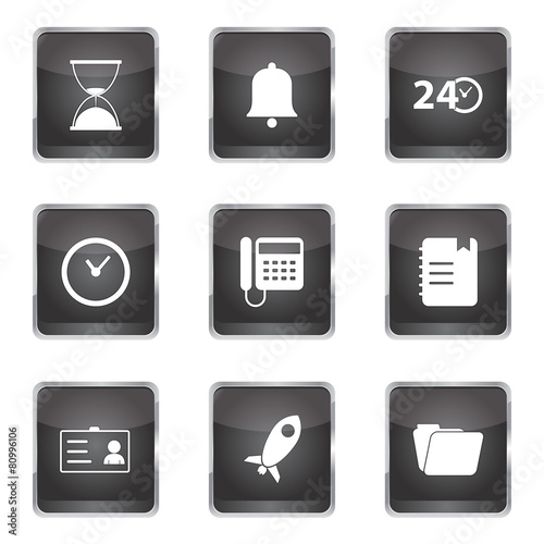 Free Download Time Duration Square Vector Black Button Icon Design Set - GFXLoad