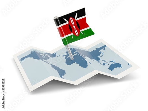 Map with flag of kenya