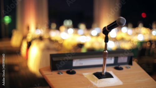 Microphone on a stand in a empty room