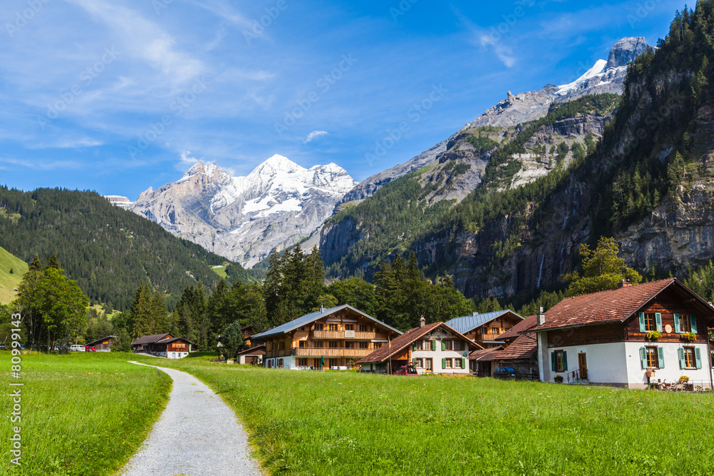 View of Bluemlisalp on the hiking path