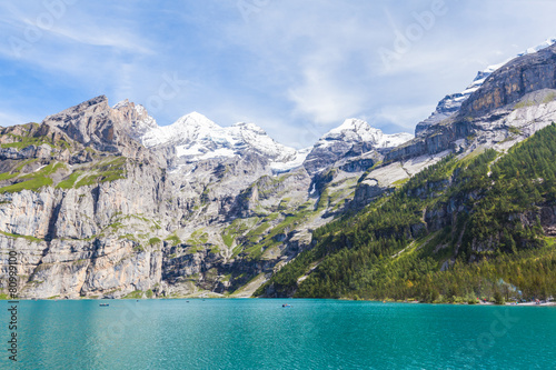 Stunning view of Oeschinensee (Oeschinen lake) with Bluemlisalp