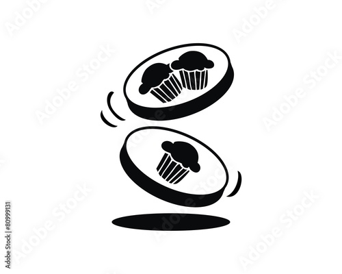 coin muffin cake bread logo vector
