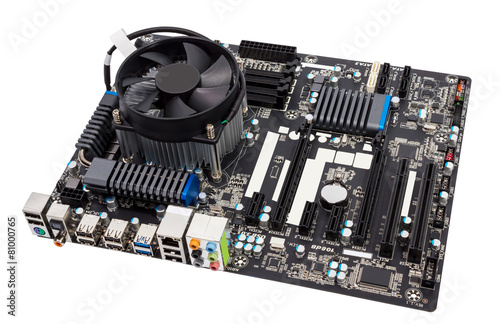 Electronic collection - Computer motherboard with CPU cooler
