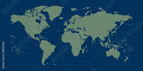 Weltkarte aus Punkten im Detail