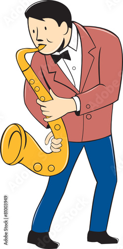 Musician Playing Saxophone Cartoon