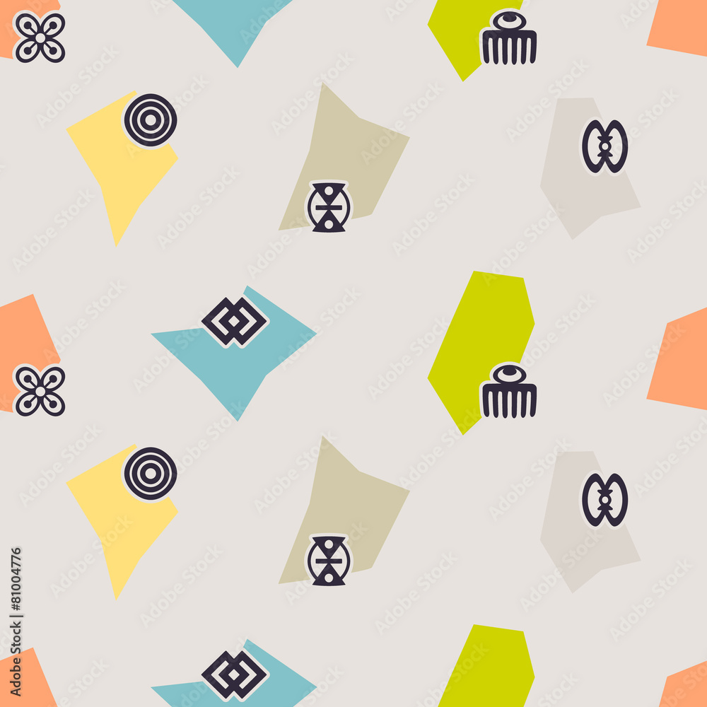 seamless background with adinkra symbols Stock Vector | Adobe Stock