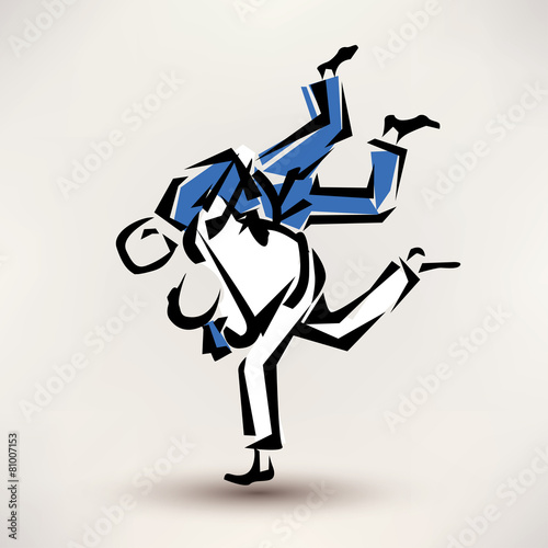 judo vector symbol, one wrestler throw another