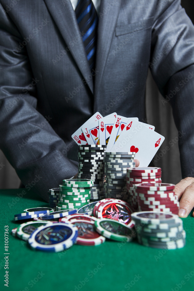 Casino player show his cards Casino player show his cards