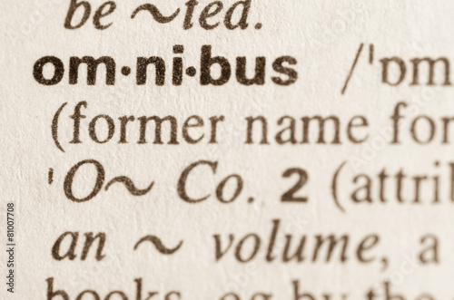 Photos Dictionary definition of word omnibus