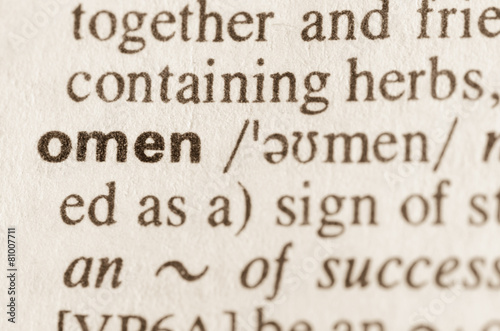 Dictionary definition of word omen