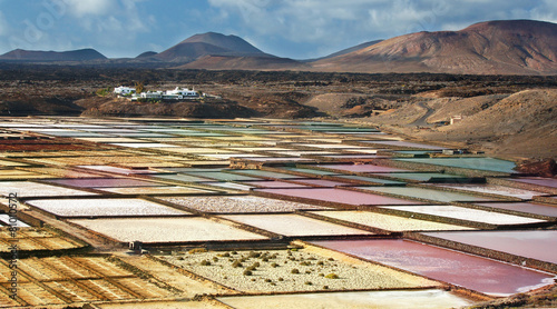 Lanzarote saltworks salinas de Janubio colorful Canary Islands