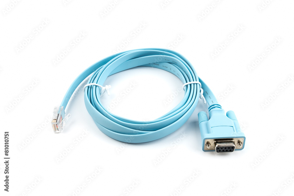 Network console cable on white background Network console cable on white background