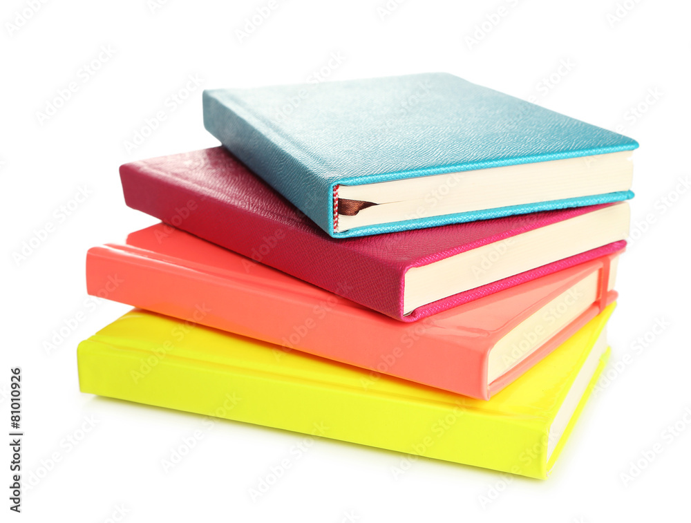 Colorful notebooks, isolated on white Colorful notebooks, isolated on white