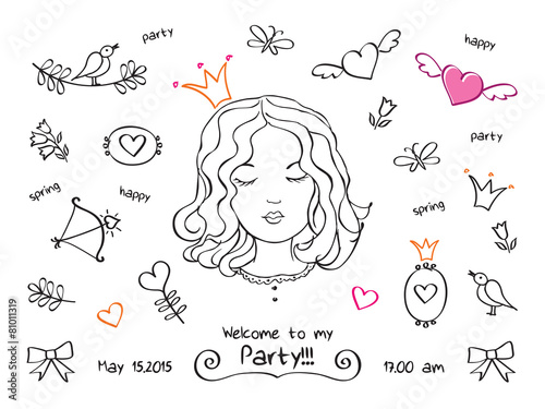Invitation to a spring party, birthday, holiday.