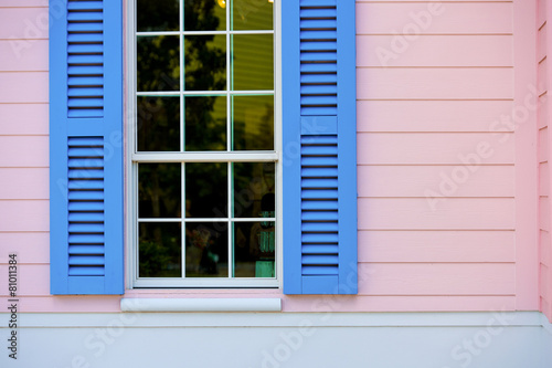 Opened blue window blind © Costin79