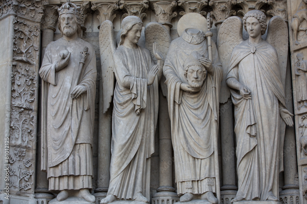 Paris - West facade of Notre Dame Cathedral. 