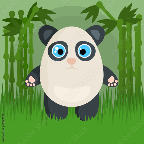 Fototapeta Naklejka Na Ścianę i Meble -  Illustration with cute cartoon panda with bamboo