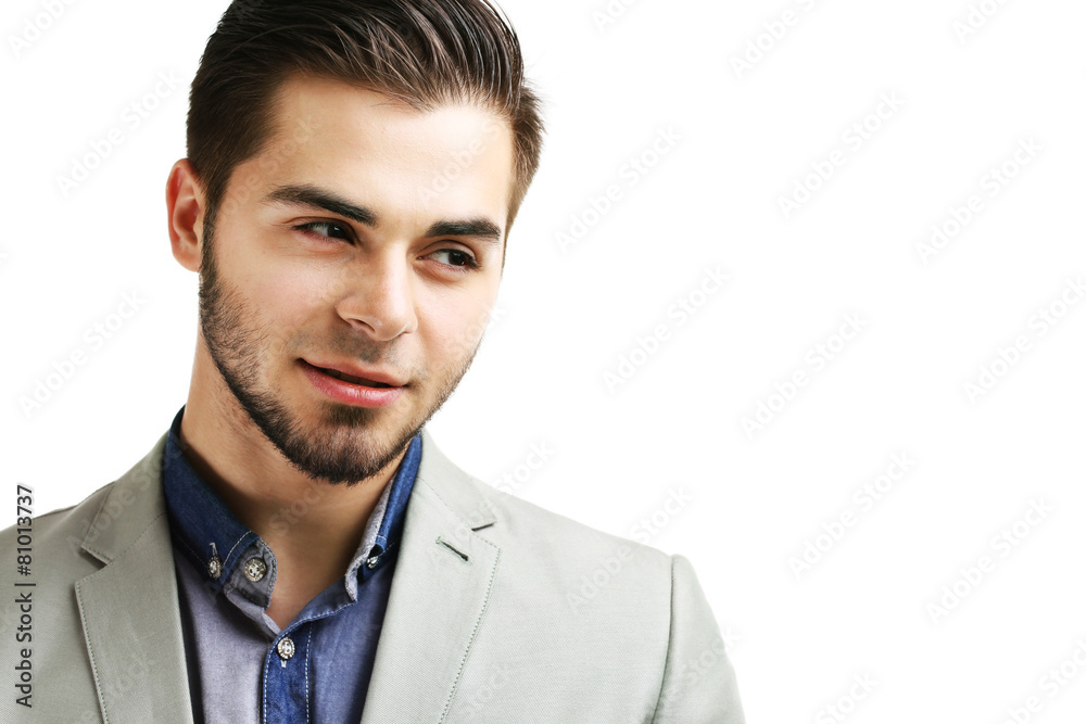 Portrait of young man isolated on white