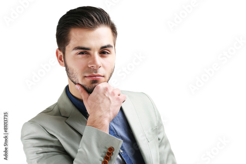 Portrait of young man isolated on white