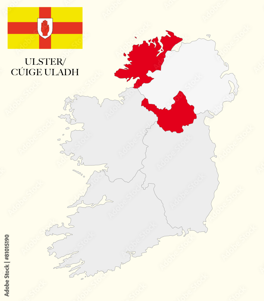Obraz premium ulster map with flag