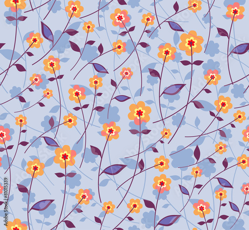 Simple Flowers. Seamless pattern. © difinbeker