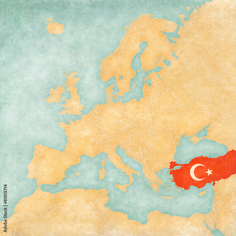 Map of Europe - Turkey (Vintage Series)