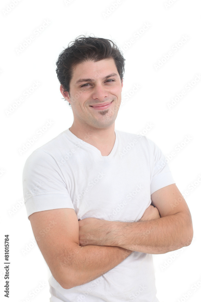 portrait of a happy man on a white background portrait of a happy man on a white background