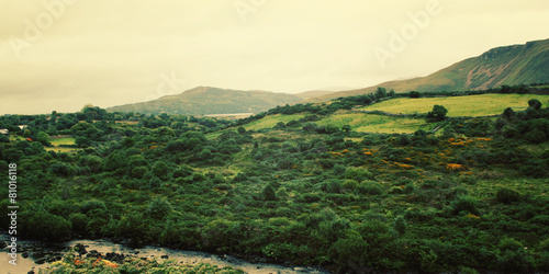 A scenic view of a Kerry Mountains and surrounding areas in Coun