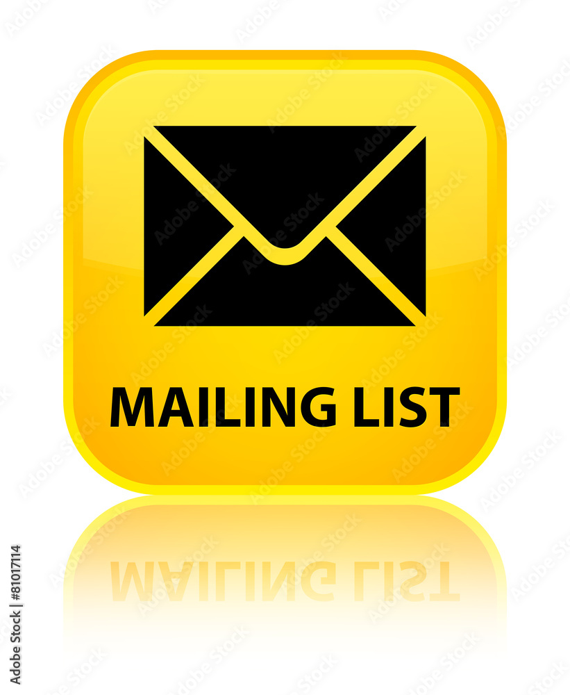 Mailing list yellow square button Mailing list yellow square button