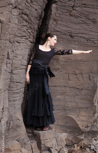 Flameco dancer in a basalt ravine