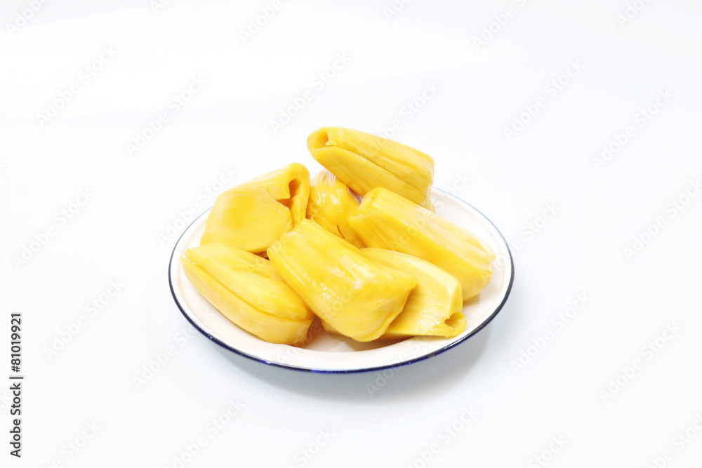 Juicy jackfruit isolated on white background Juicy jackfruit isolated on white background