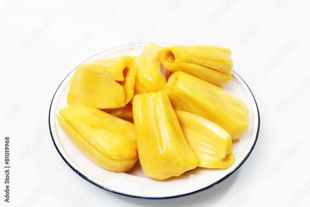 Juicy jackfruit isolated on white background Juicy jackfruit isolated on white background