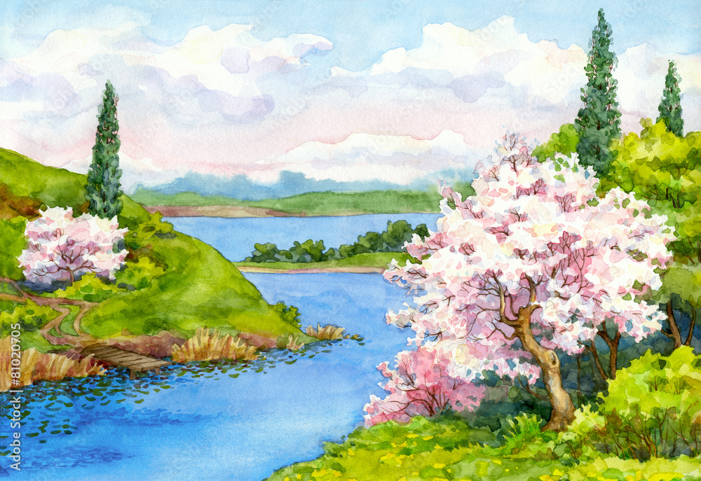 Naklejka premium Spring landscape