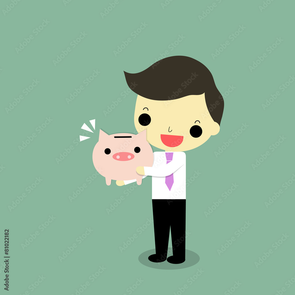 businessman hug piggy bank businessman hug piggy bank