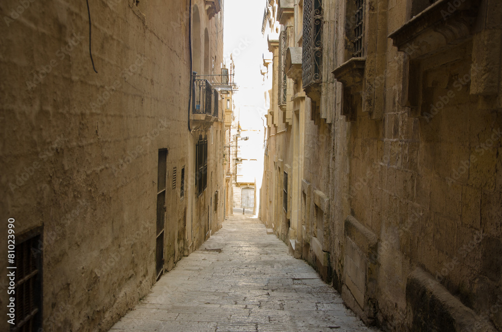 Narrow street of Valletta.