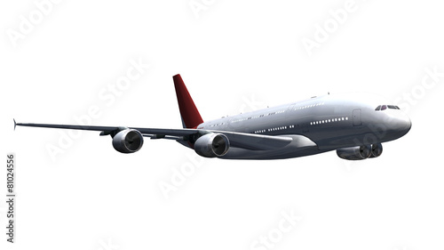 Airbus A380 Airplane - air to air - on white background