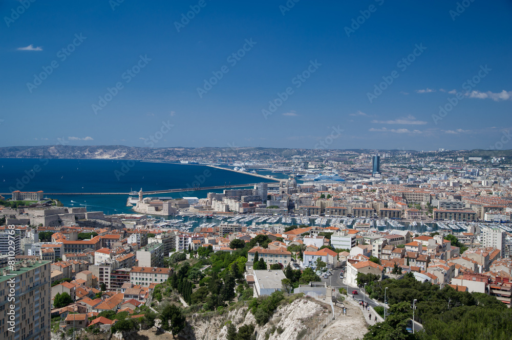 Aerial Panoramic View of Marseille City and Port