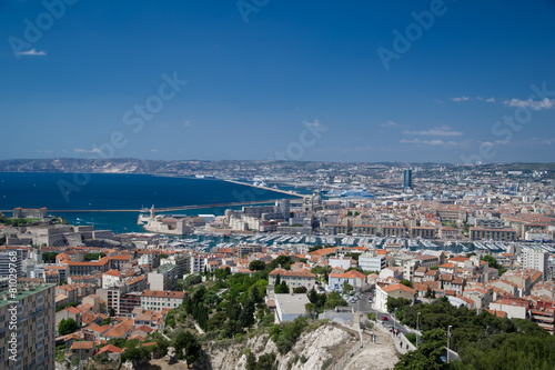 Aerial Panoramic View of Marseille City and Port