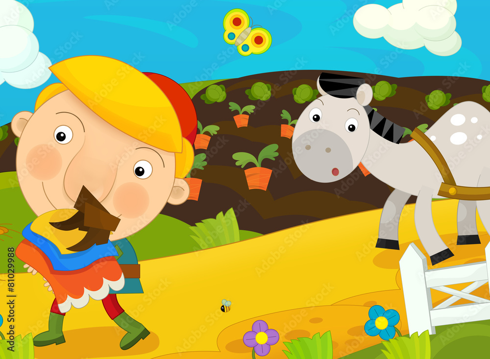 Naklejka premium Cartoon fairy tale scene - illustration for the children