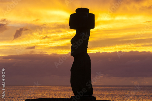 Sunset at Ahu Tahai, Easter island (Chile) photo
