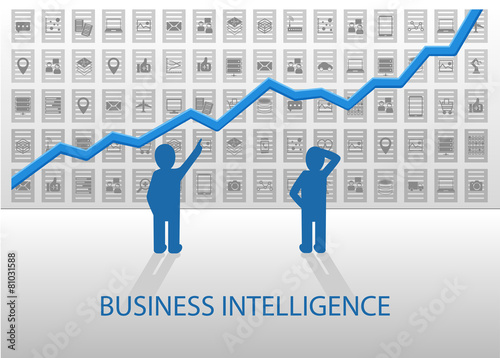 Business Intelligence illustration. Analyzing positive chart
