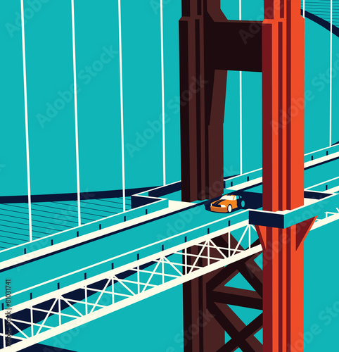 Car on the Golden State Bridge