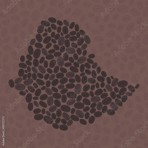 Ethiopia map made of roasted coffee beans. Vector illustration.