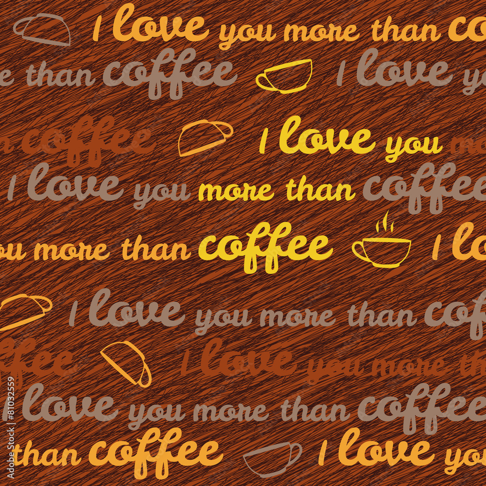 Naklejka 'I love you more than coffee' typography. Valentine's Day Card.