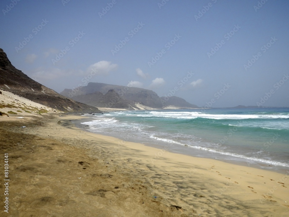 Tropical beach with mountains Tropical beach with mountains